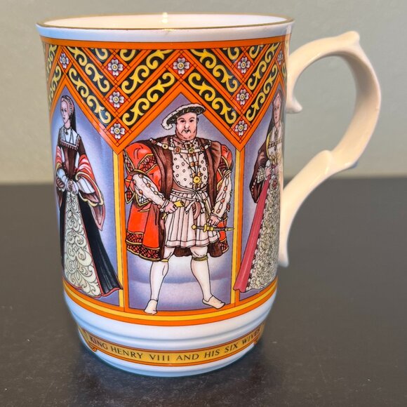 Vintage JAMES SADLER King Henry VIII And His Six Wives Fine Bone China Cup Mug - Picture 4 of 14